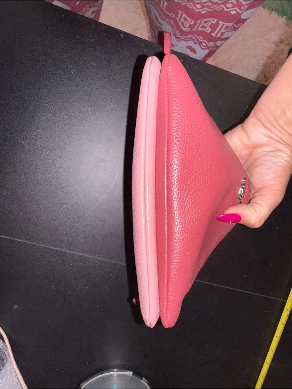 Coach Pebbled Leather Wristlet Clutch - Coral Pink